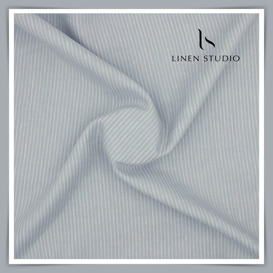 80 Lea Premium Shirting by Burgoyne - Grey Silver Stripes (NEW)