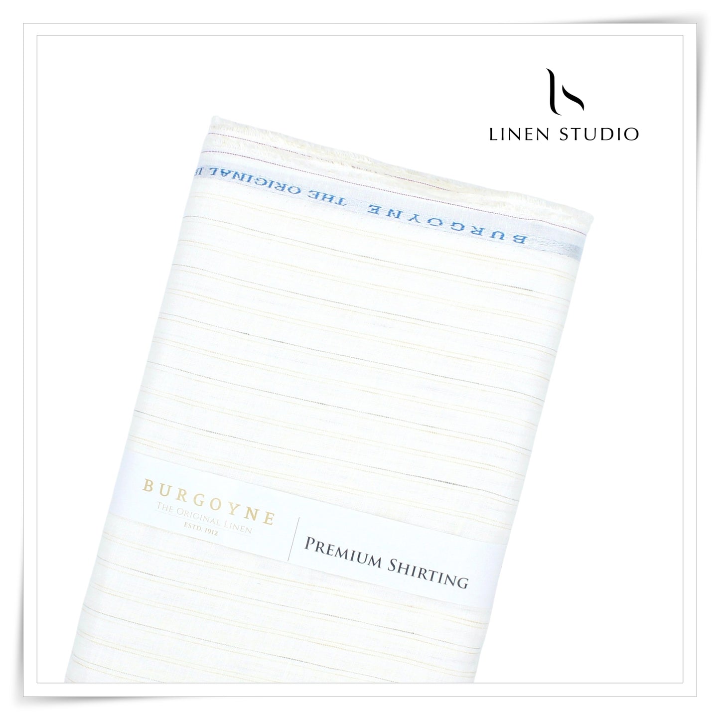 Burgoyne 80 Lea Luxury Shirting - White with Stripes