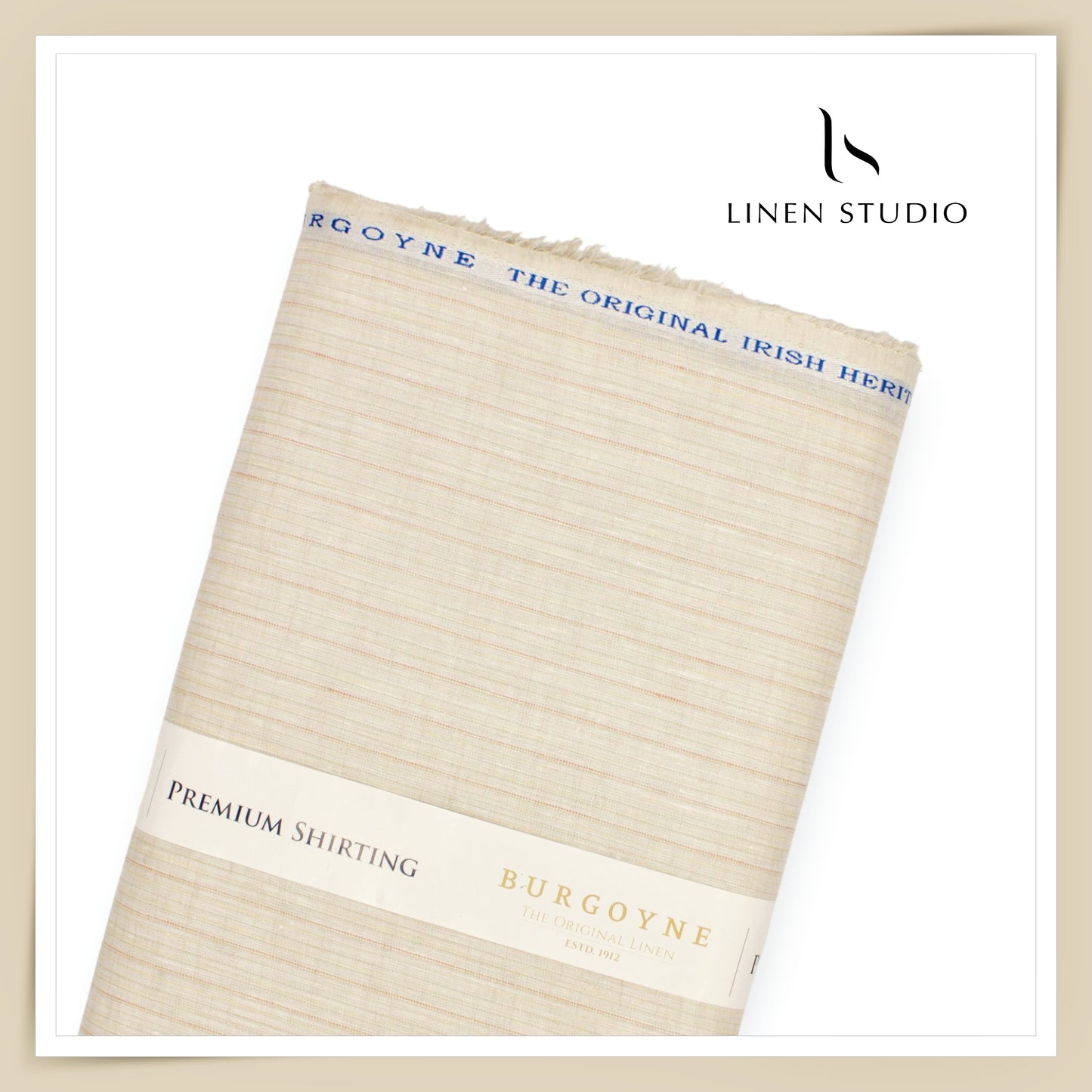 Burgoyne 80 Lea Luxury Shirting - Biscuit with Stripes