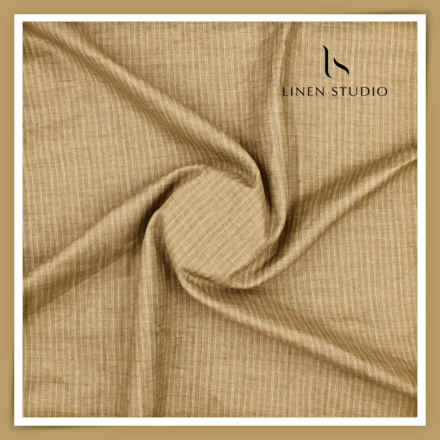 Burgoyne 80 Lea Luxury Shirting - Khaki with Stripes