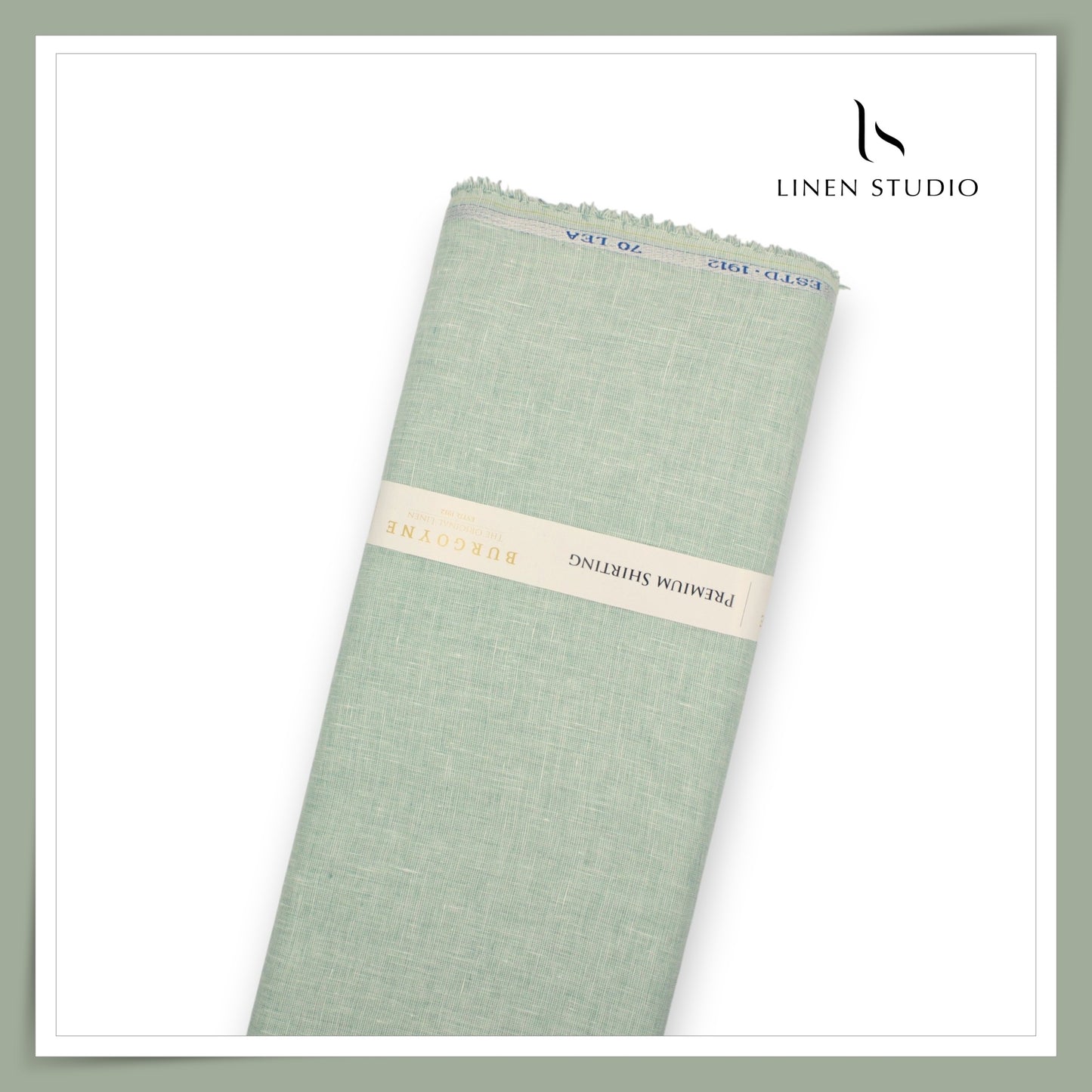 Burgoyne Premium Linen 70 Lea Textured Plain Shirting - Spring Green (NEW)