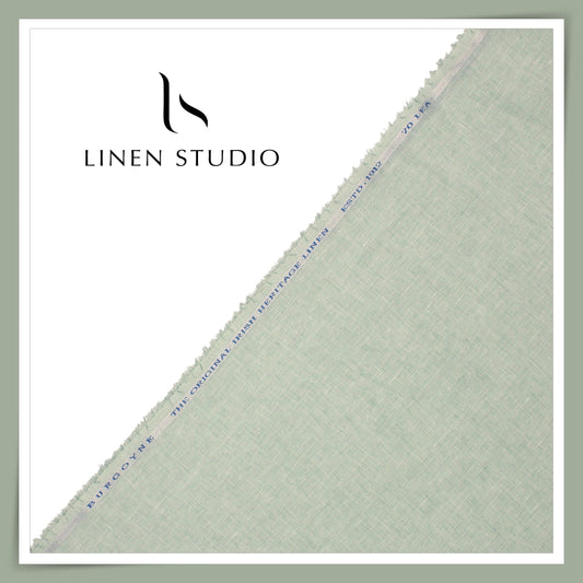 Burgoyne Premium Linen 70 Lea Textured Plain Shirting - Spring Green (NEW)