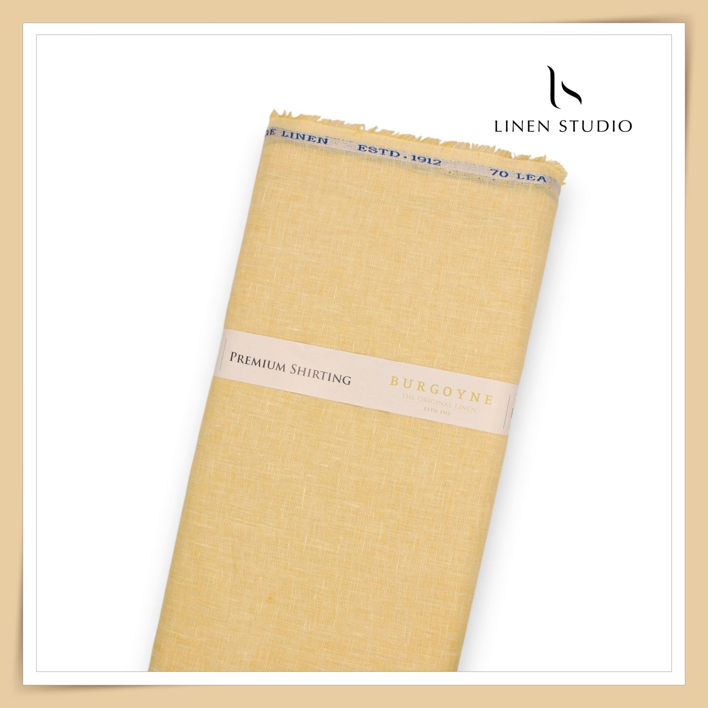 Burgoyne Premium Linen 70 Lea Textured Plain Shirting - Pale Golden Yellow (NEW)
