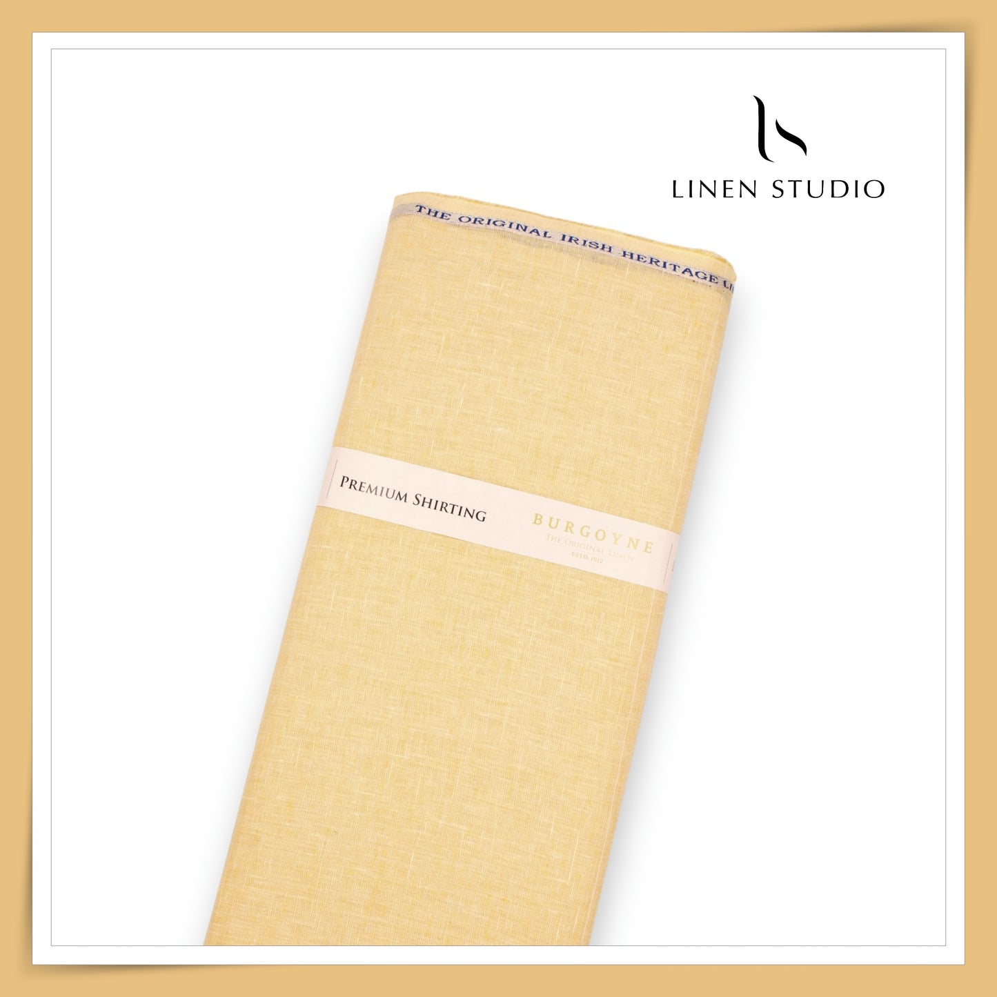 Burgoyne Premium Linen 70 Lea Textured Plain Shirting - Kesar Yellow (NEW)