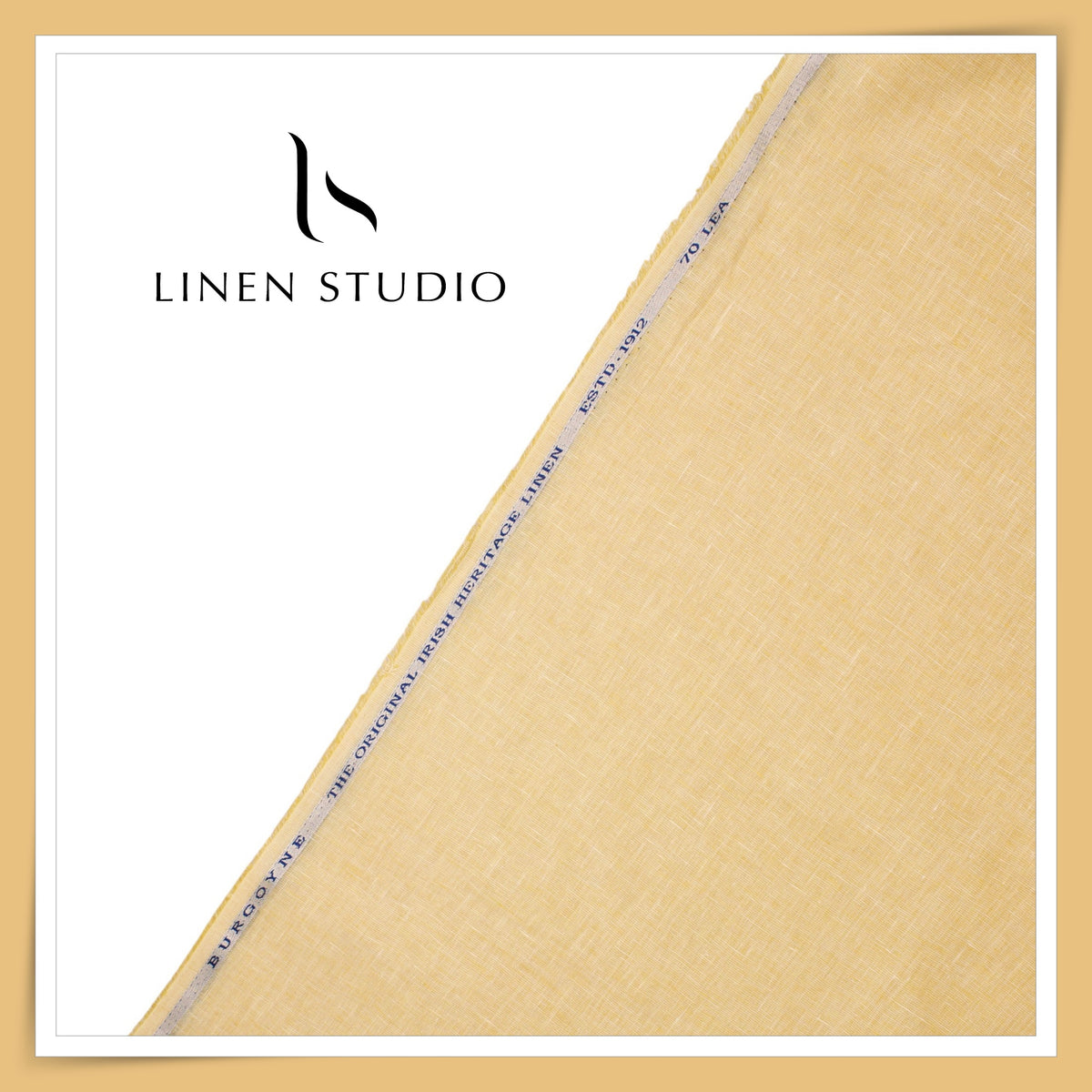 Burgoyne Premium Linen 70 Lea Textured Plain Shirting - Kesar Yellow (NEW)
