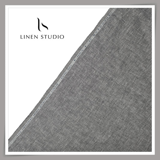 Burgoyne 70 Lea Linen Two Tone Shirting WAVE - Graphite Grey (NEW)