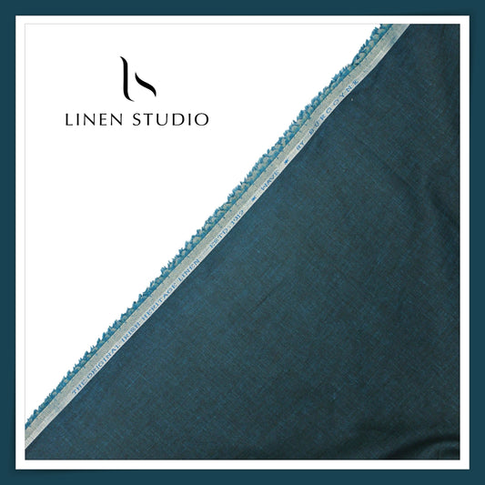 Burgoyne 70 Lea Linen Two Tone Shirting WAVE - Peacock Teal (NEW)