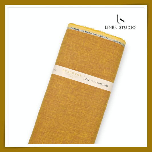 Burgoyne 70 Lea Linen Two Tone Shirting WAVE - Mustard Gold (NEW)