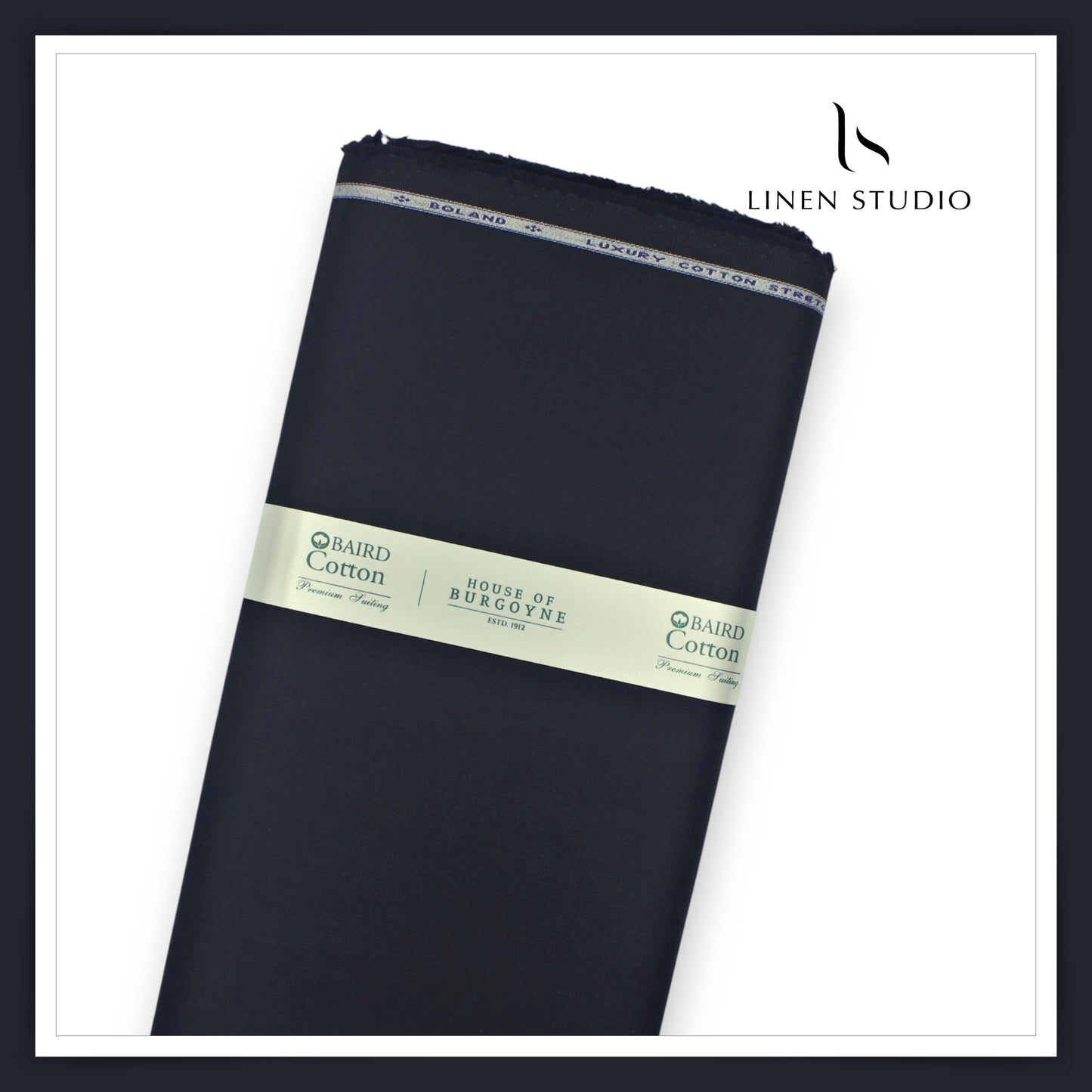 Twill Cotton 3 Ply Stretch Suiting by Burgoyne Ireland - Darkest Teal (zoom in)