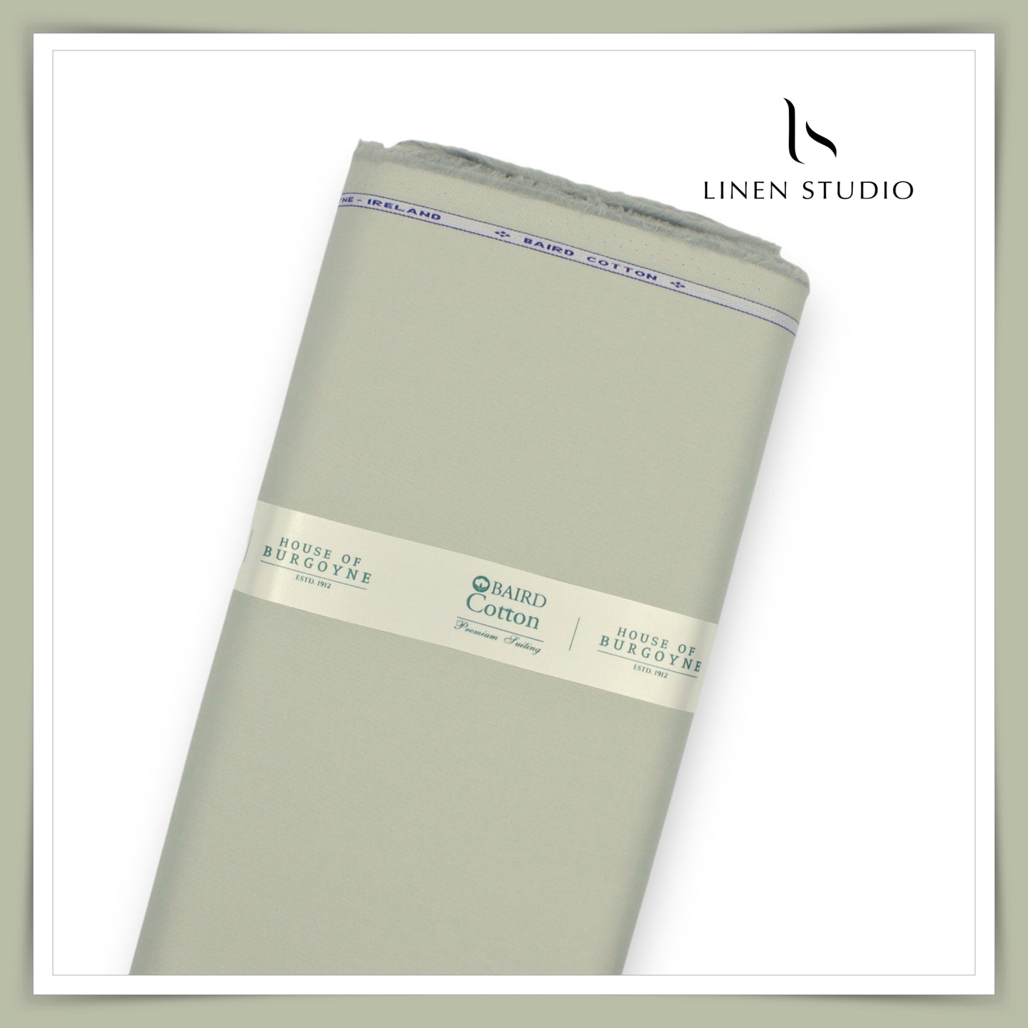 Twill Cotton 3 Ply Stretch Suiting by Burgoyne Ireland - Greenish Grey (zoom in)