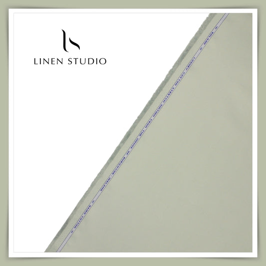 Twill Cotton 3 Ply Stretch Suiting by Burgoyne Ireland - Greenish Grey (zoom in)