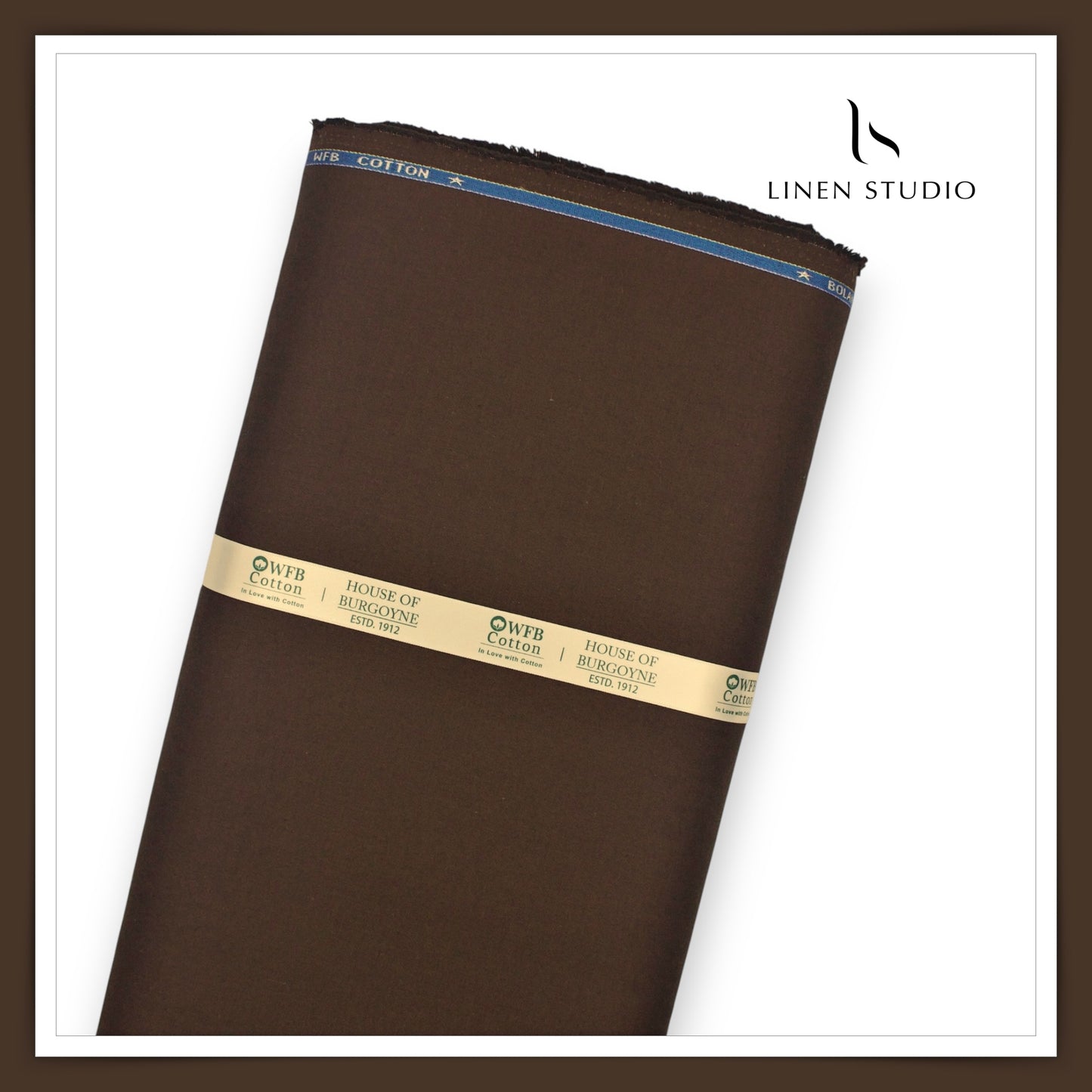 Twill Cotton 3 Ply Stretch Suiting by Burgoyne Ireland - Brunette Brown (zoom in)