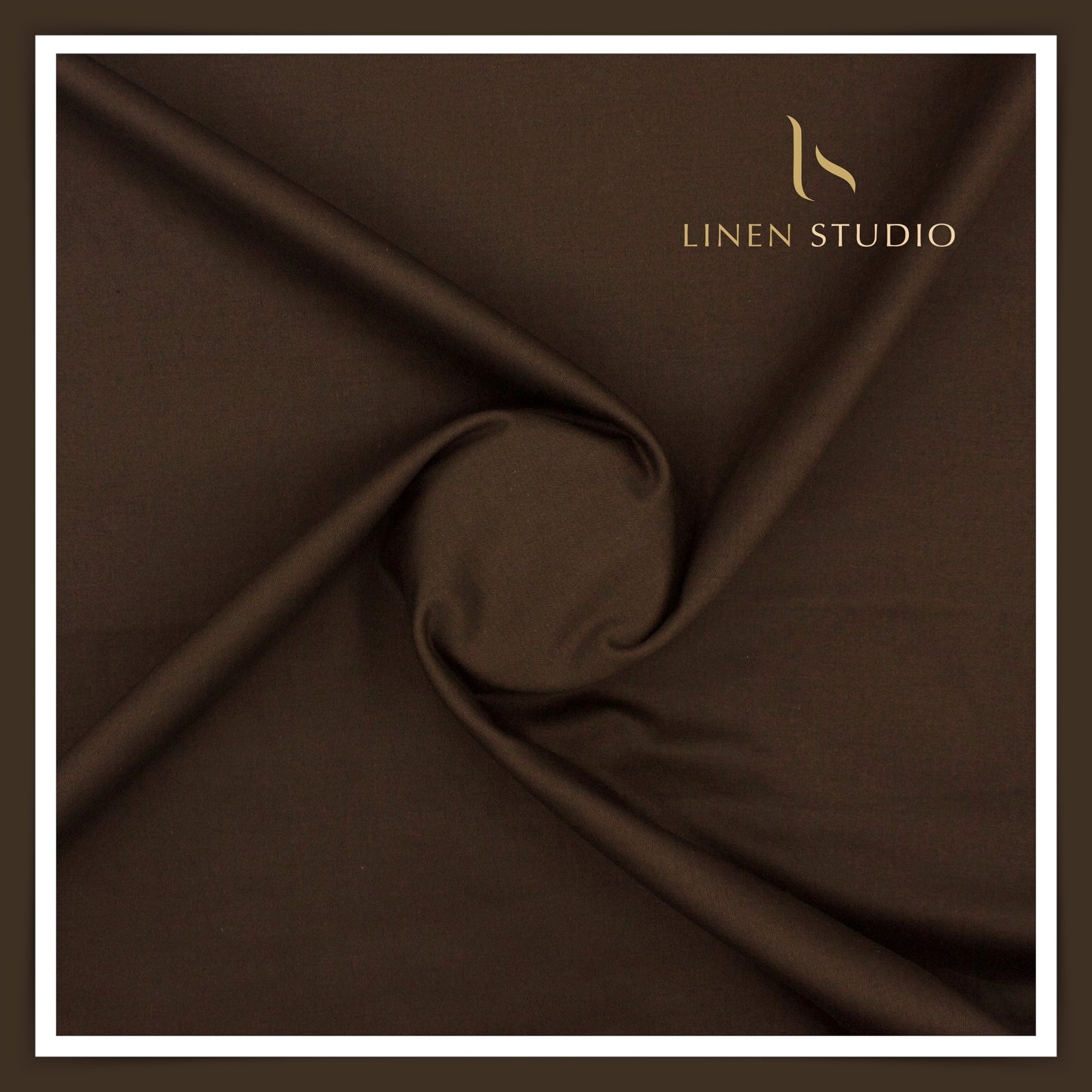 Twill Cotton 3 Ply Stretch Suiting by Burgoyne Ireland - Brunette Brown (zoom in)