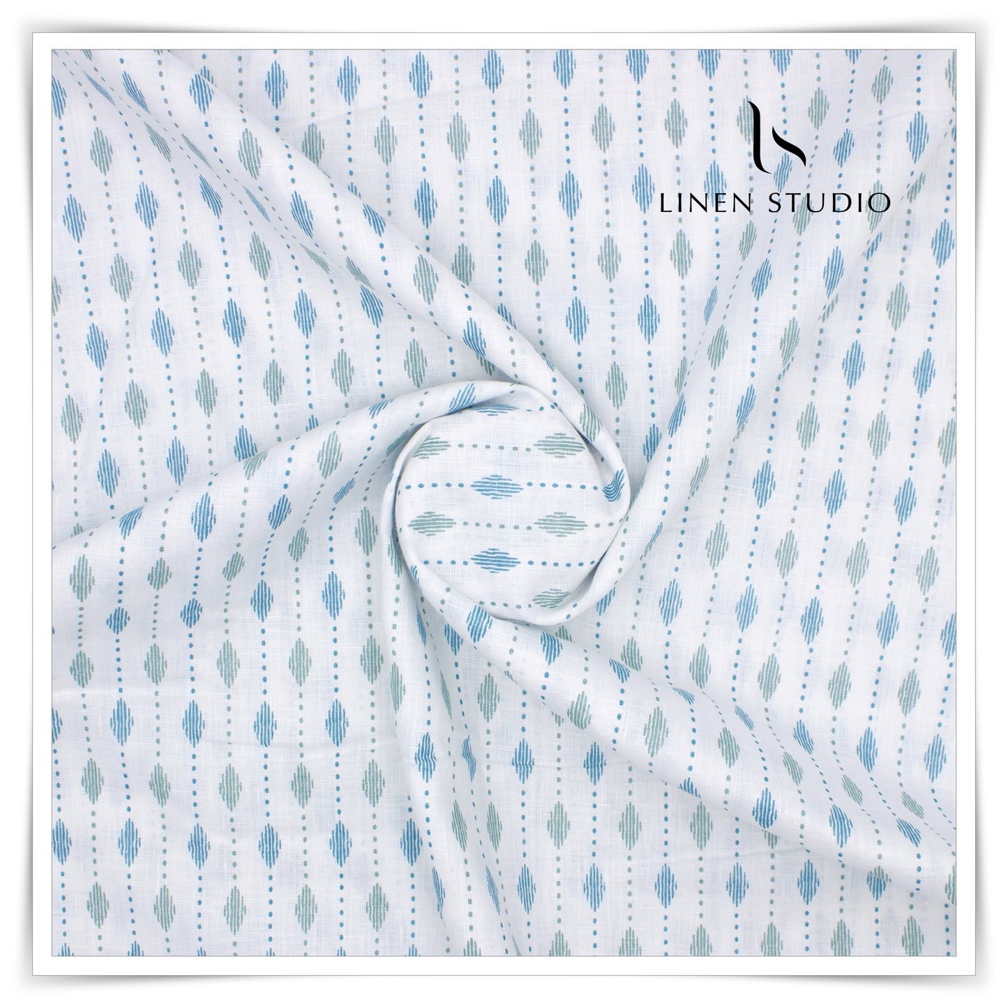 True Linen 60 Lea European Linen Printed Shirting - Vista Lines