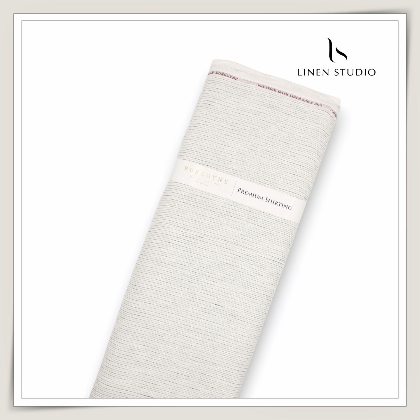 Burgoyne Exclusive 100 Lea Premium Linen Shirting - Off White Stripes (Last few mtrs)