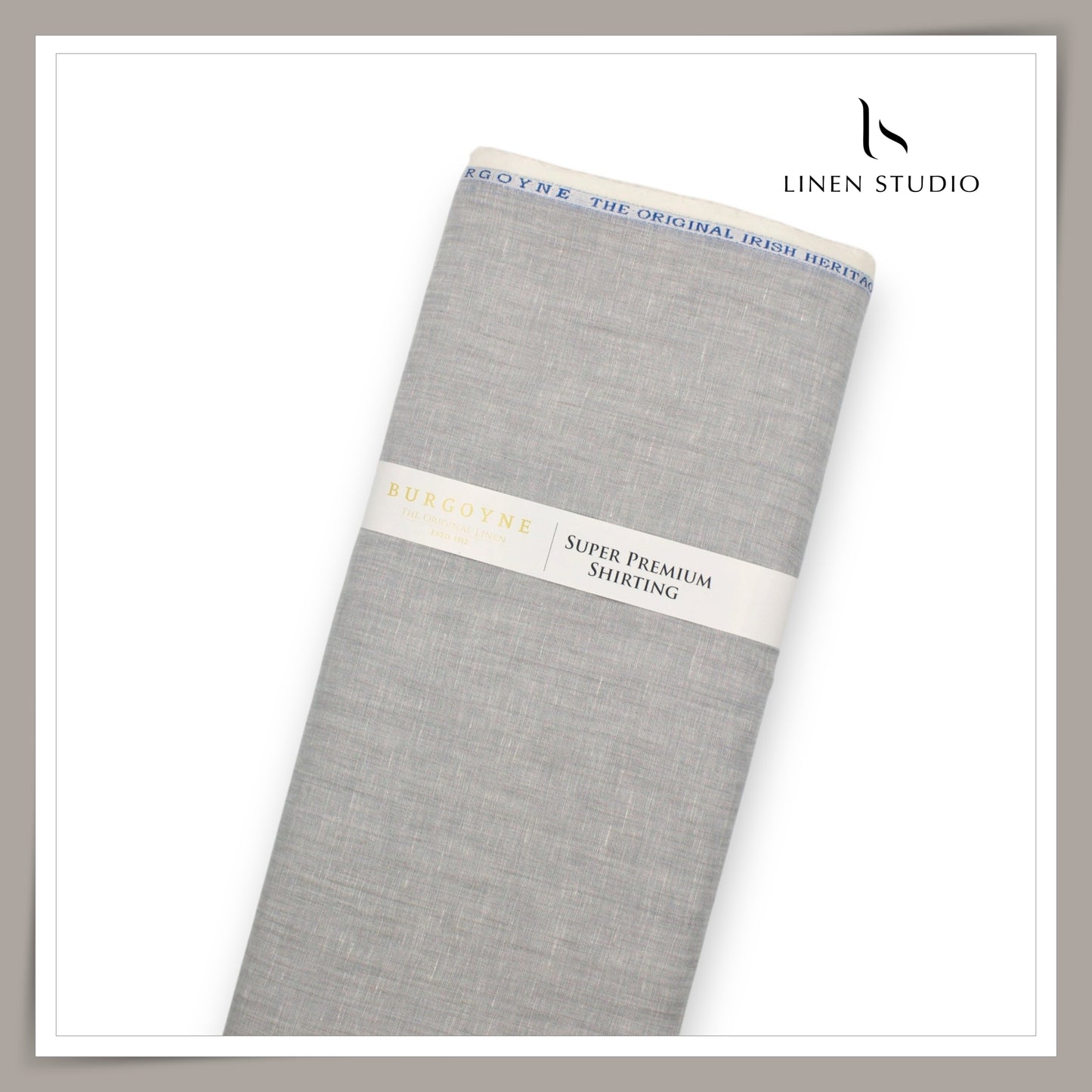 100 LEA PREMIUM Linen Plain Shirting by Burgoyne - Cloud Grey (NEW)