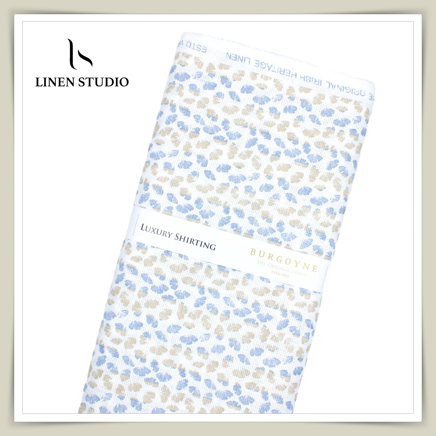 Burgoyne Digital Printed Exclusive Netted Linen - Blue Sand - Linen Studio