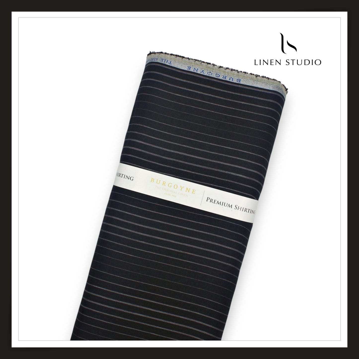 70 Lea Twill Shirting by Burgoyne - Black Designer Stripes (NEW)