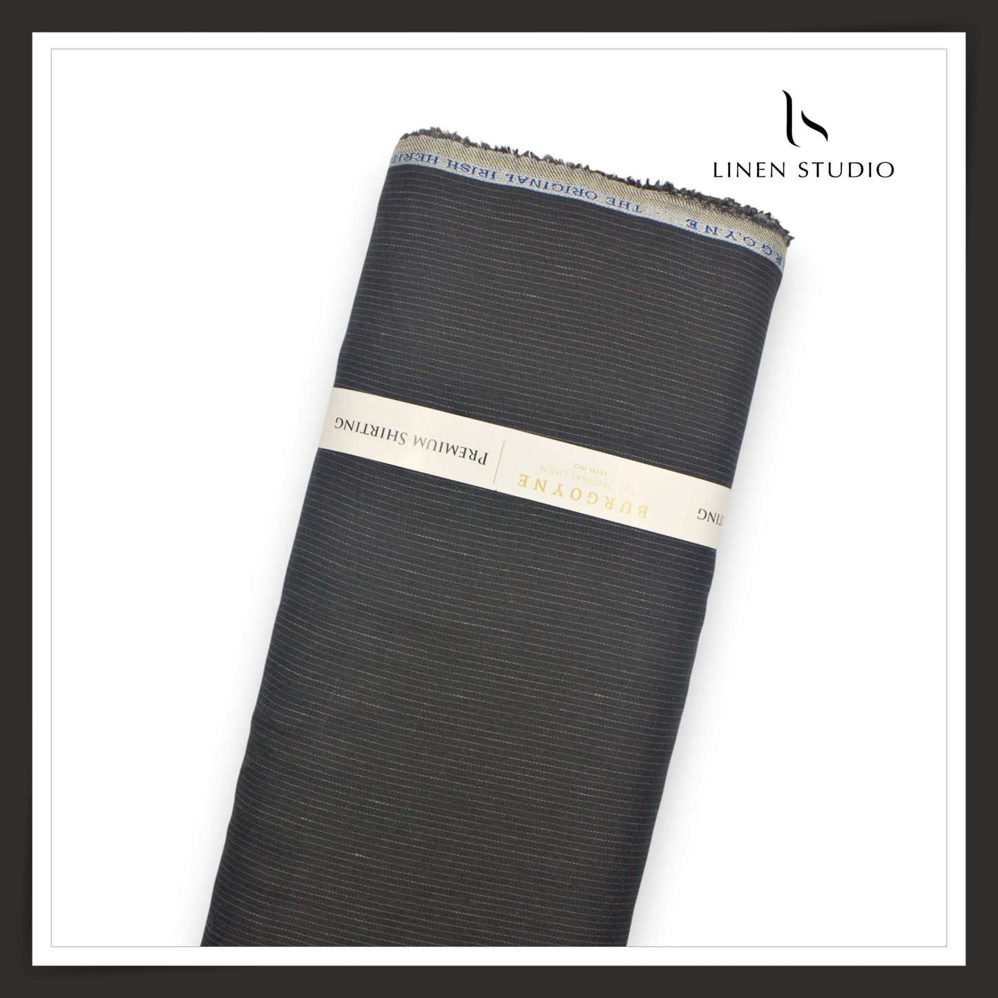 70 Lea Twill Shirting by Burgoyne - Dark Grey Designer Thin Stripes (NEW)