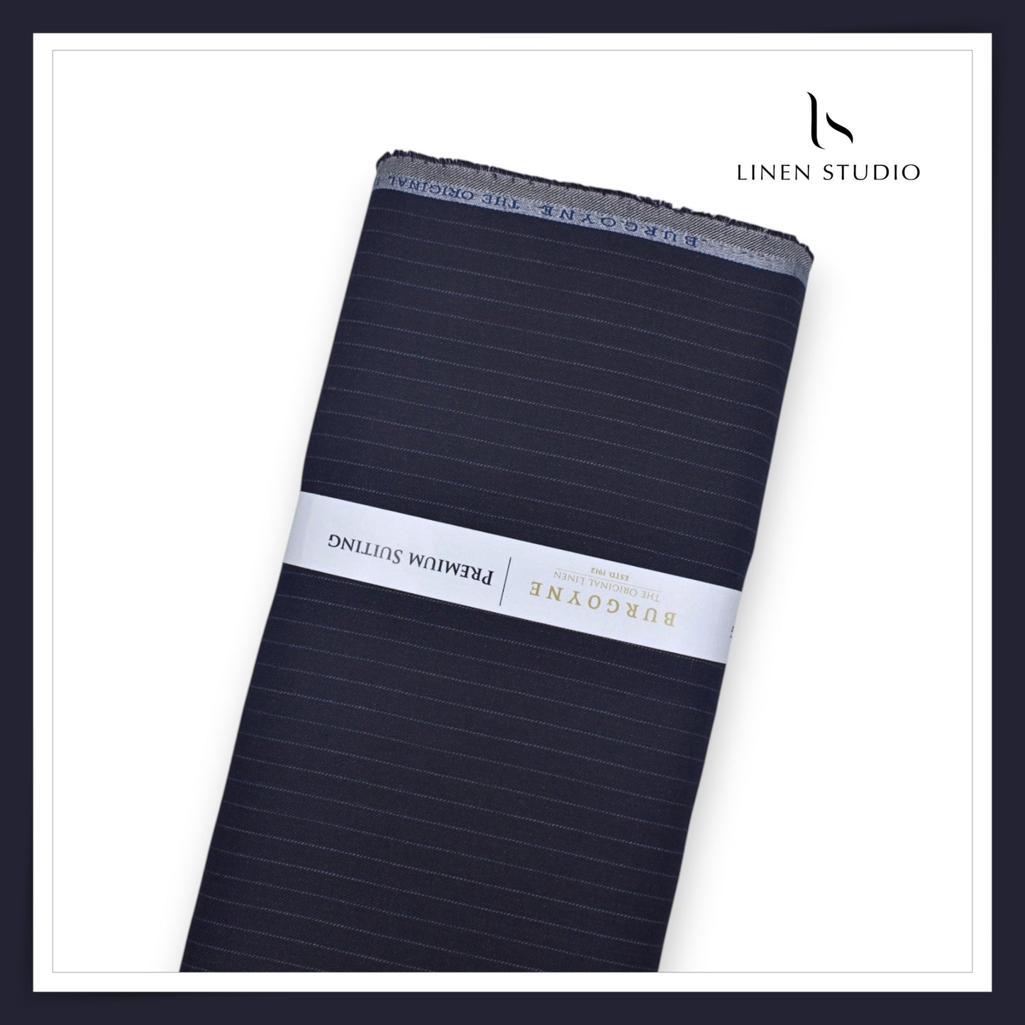 Burgoyne Pure Linen Premium Twill Suiting - Tuna Blue Stripes (Summer Collection) (NEW)
