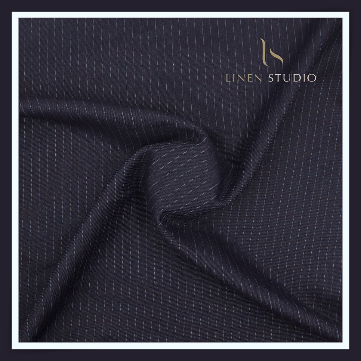 Burgoyne Pure Linen Premium Twill Suiting - Tuna Blue Stripes (Summer Collection) (NEW)