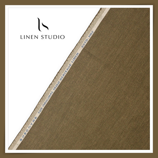 Burgoyne Pure Linen Premium Twill Suiting - Earthy Brown/ Green (Summer Collection) (NEW)