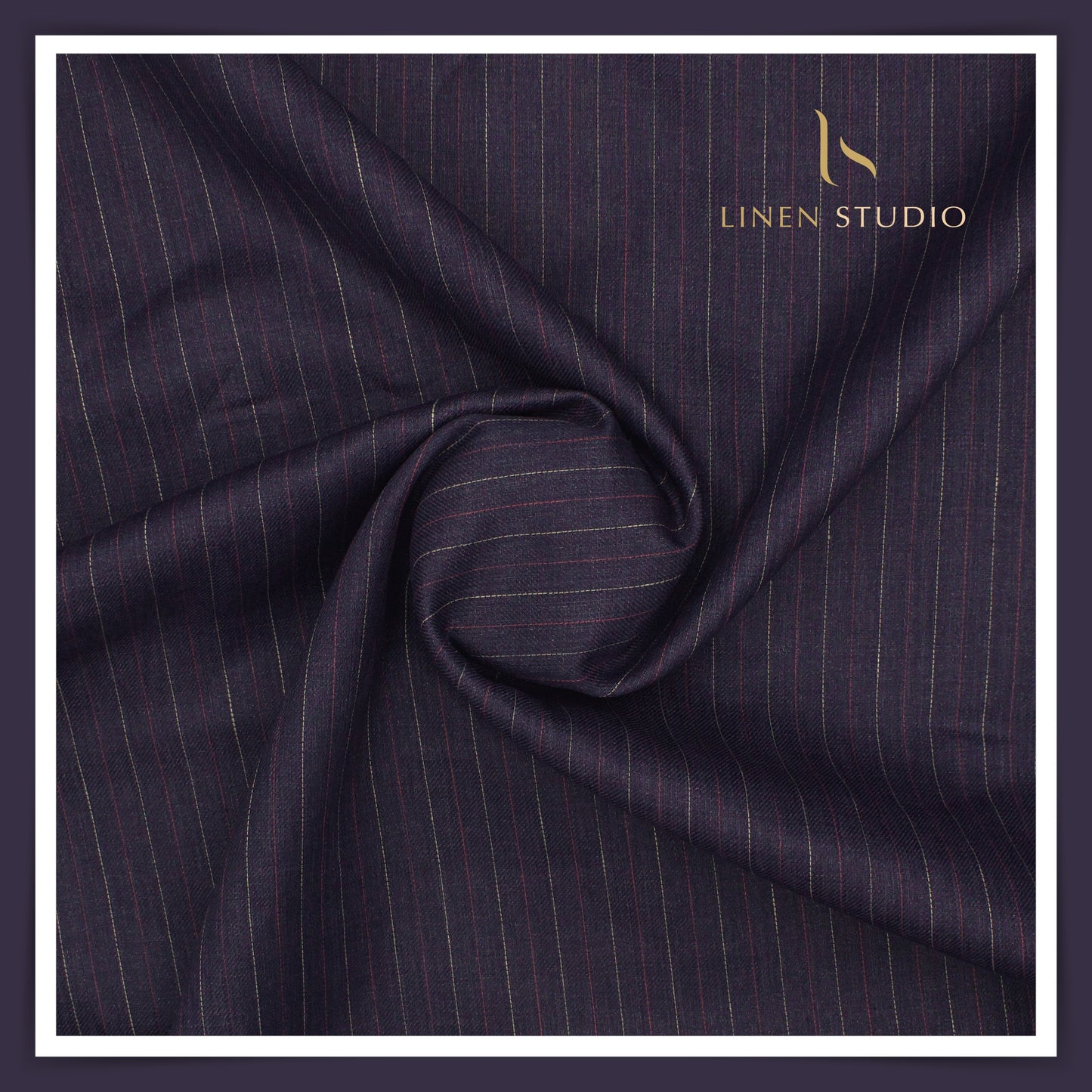 70 Lea Twill Shirting by Burgoyne - Eggplant Purple Stripes (Highest Selling)