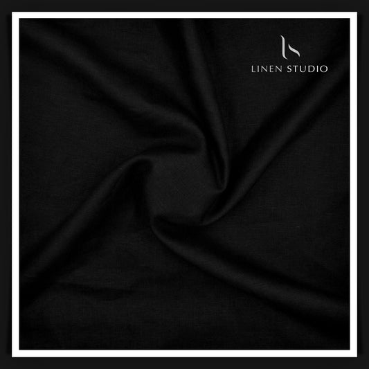 Burgoyne Pure Linen 25 Lea Suiting - Jet Black (Fastest Selling)