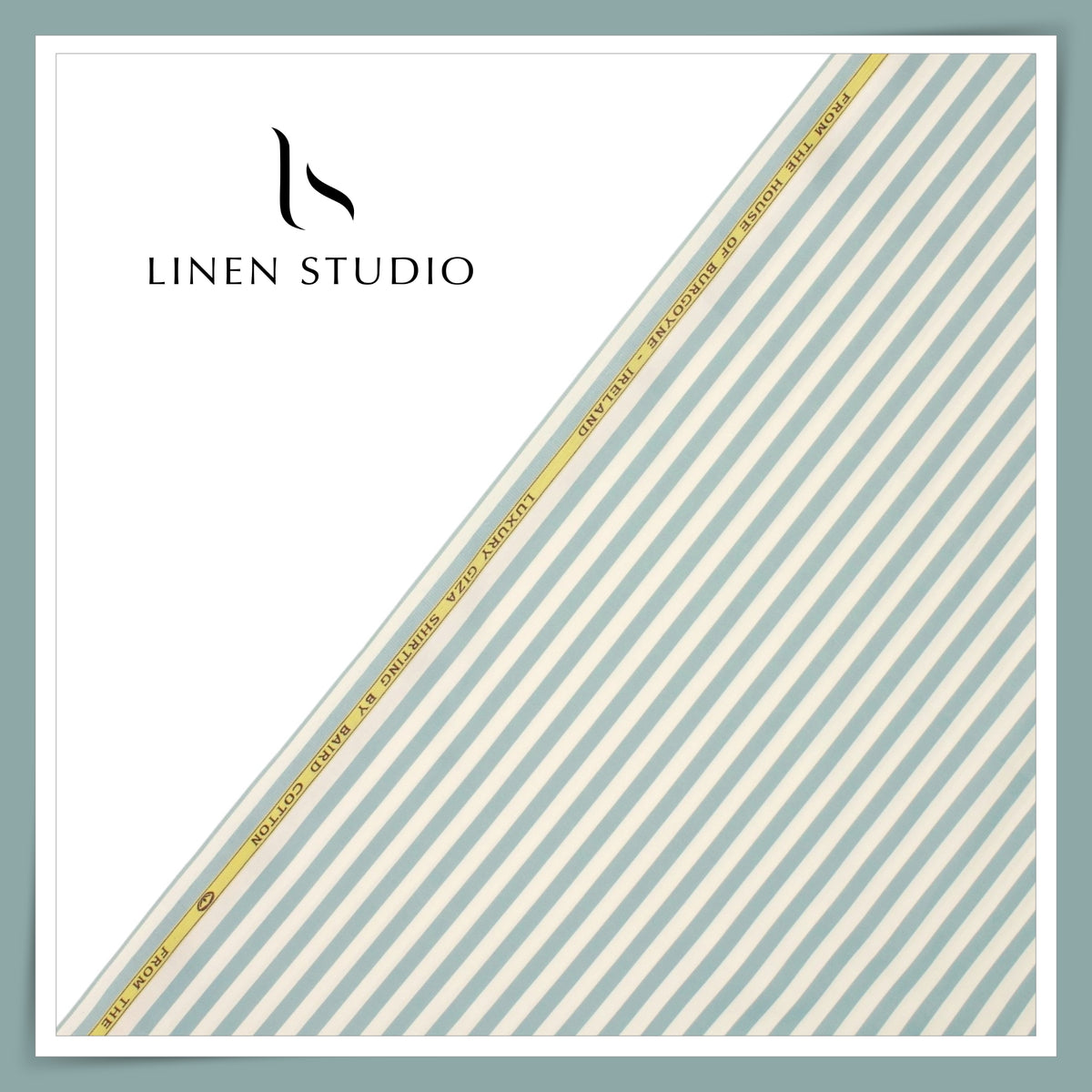100% Finest Giza Cotton Shirting by Burgoyne - Posh Green Awning Stripes (NEW)
