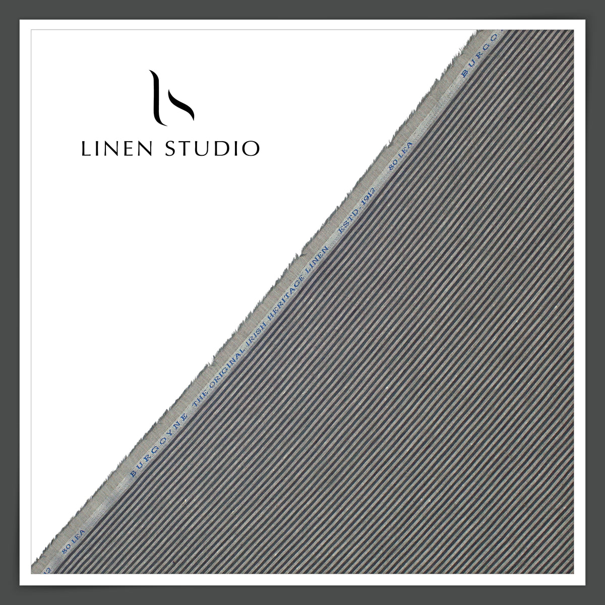 80 Lea Pure Linen Premium Shirting by Burgoyne - 3 Shades Of Grey Stripes (NEW)