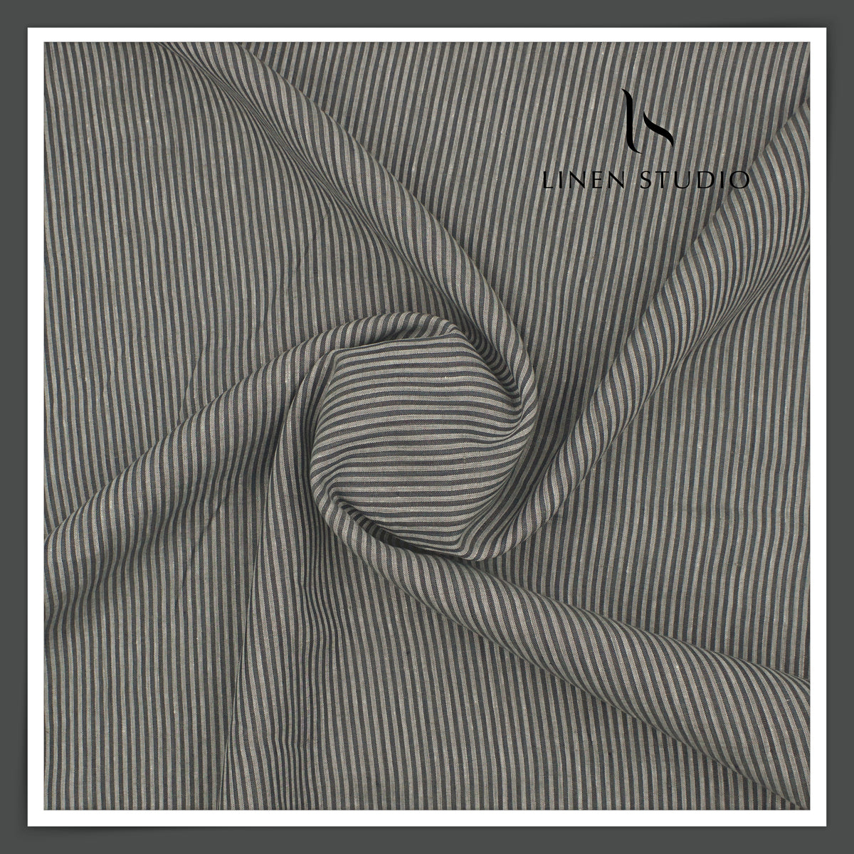 80 Lea Pure Linen Premium Shirting by Burgoyne - 3 Shades Of Grey Stripes (NEW)