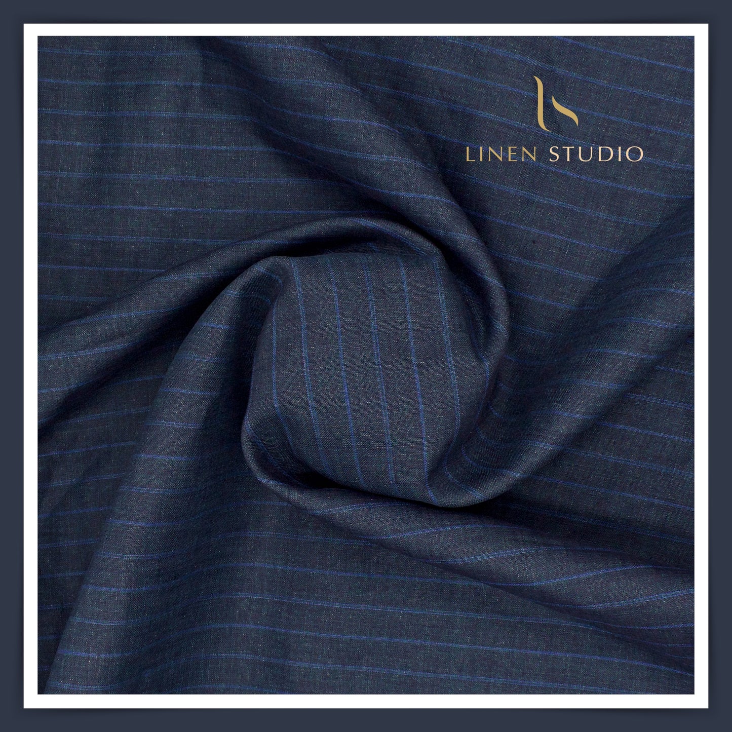 Burgoyne 80 Lea Luxury Shirting - Dark Blue with Stripes