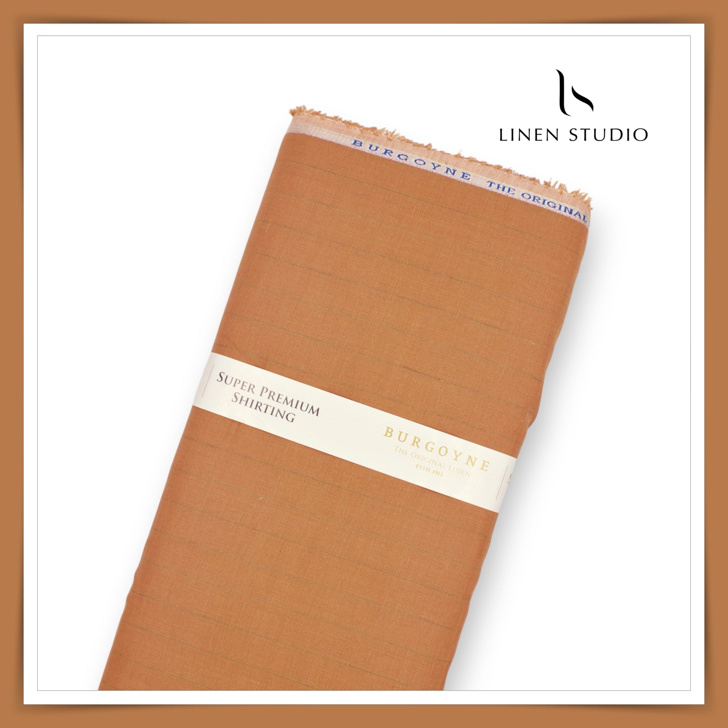 Burgoyne 80 Lea Luxury Shirting - Burnt Orange with Stripes
