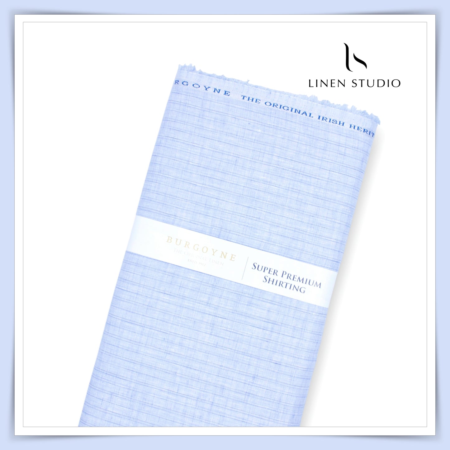 Burgoyne 80 Lea Luxury Shirting - Light Blue with Stripes