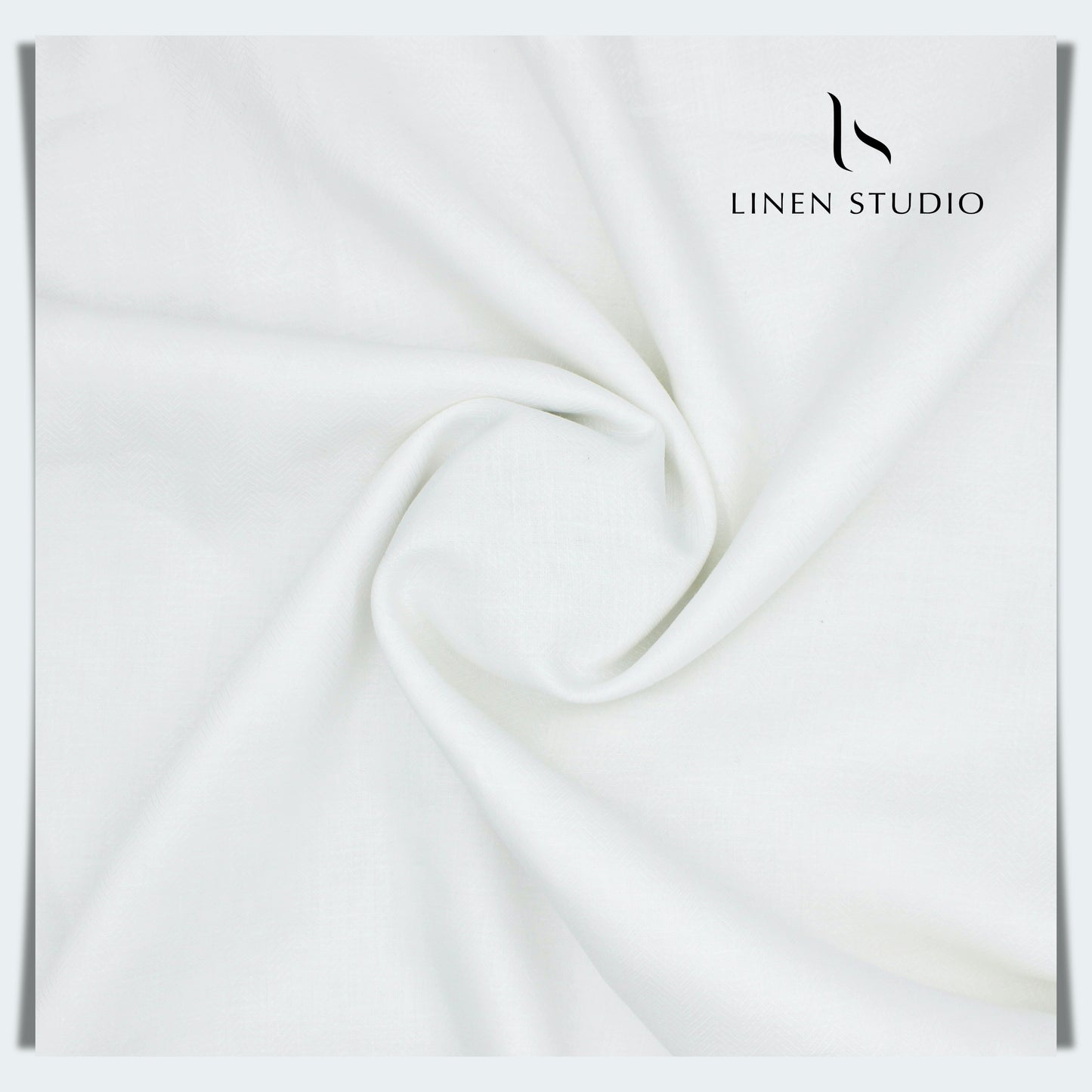 White Herringbone Pattern Burgoyne - Pure Linen 70 Lea - Linen Studio