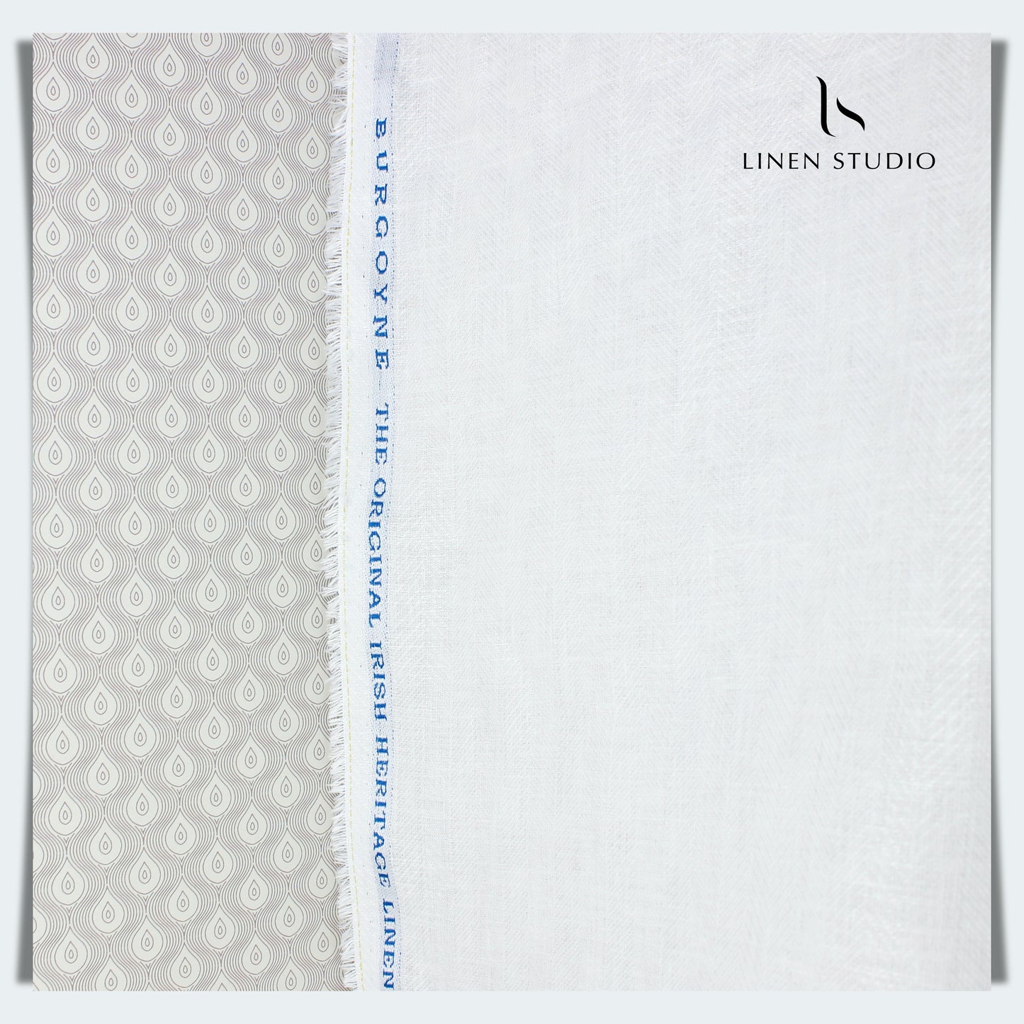 White Herringbone Pattern Burgoyne - Pure Linen 70 Lea - Linen Studio