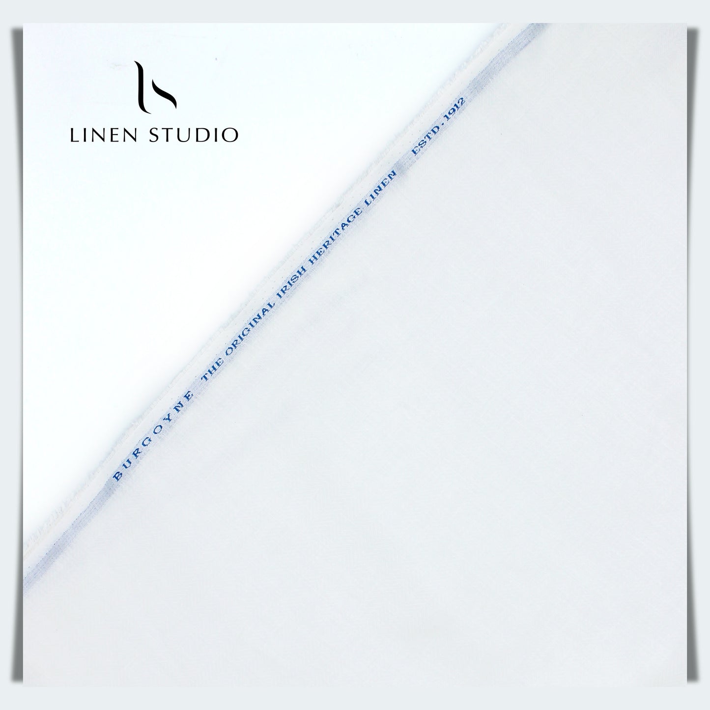 White Herringbone Pattern Burgoyne - Pure Linen 70 Lea - Linen Studio