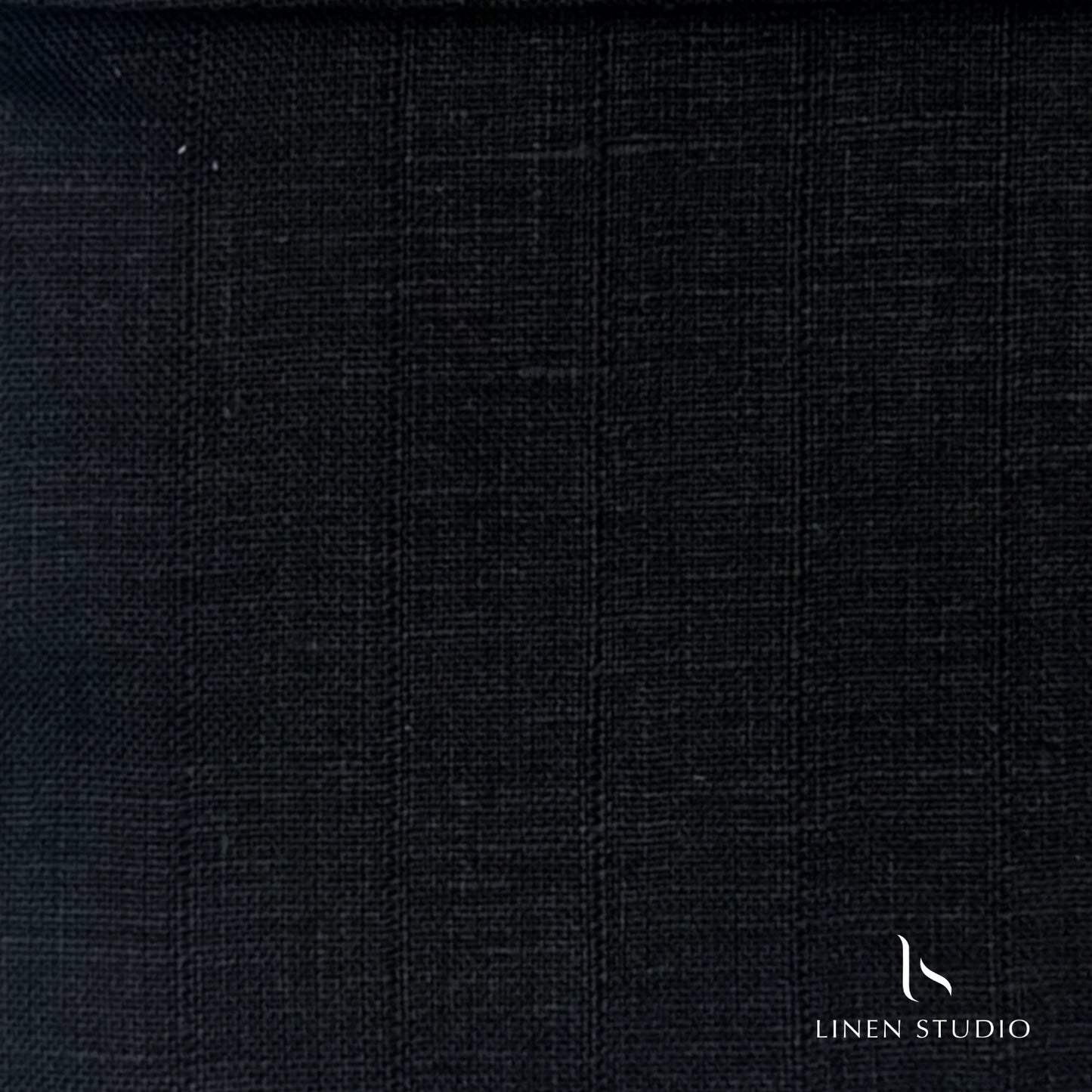 Jet Black Self Stripe - Pure Linen 70 Lea - Linen Studio