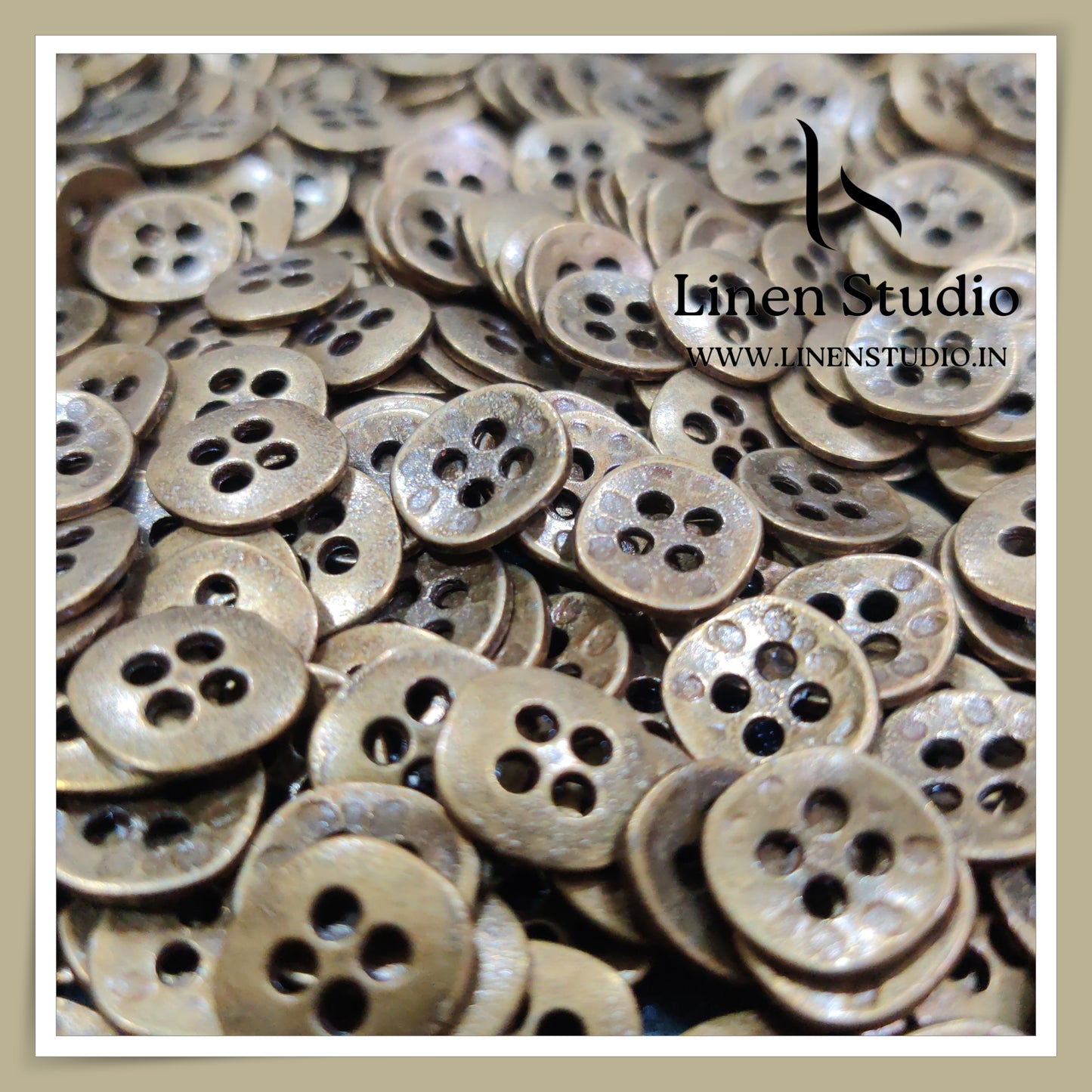 Round Rim 4 Hole Metal Shirt Buttons - Brass 18L 10g LF