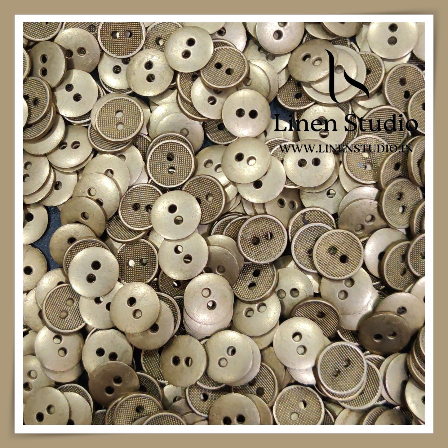 Round Rim 2 Hole Metal Shirt Buttons - Brass 18L 20g LF