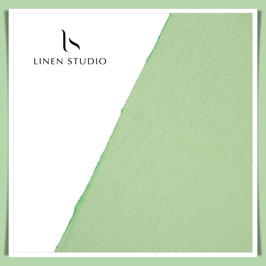 Cotton Blended Shirting by British Micros - Green Dobby Textured (50% SALE)