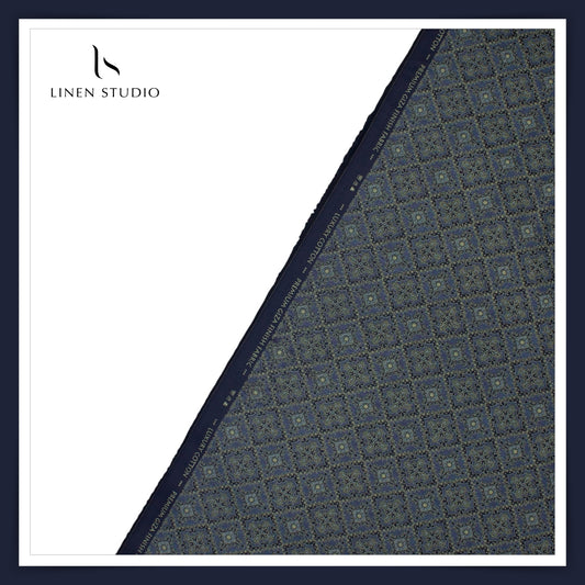 100% Cotton Superfine Printed Shirting - Gun Powder Blue Print (50% SALE)