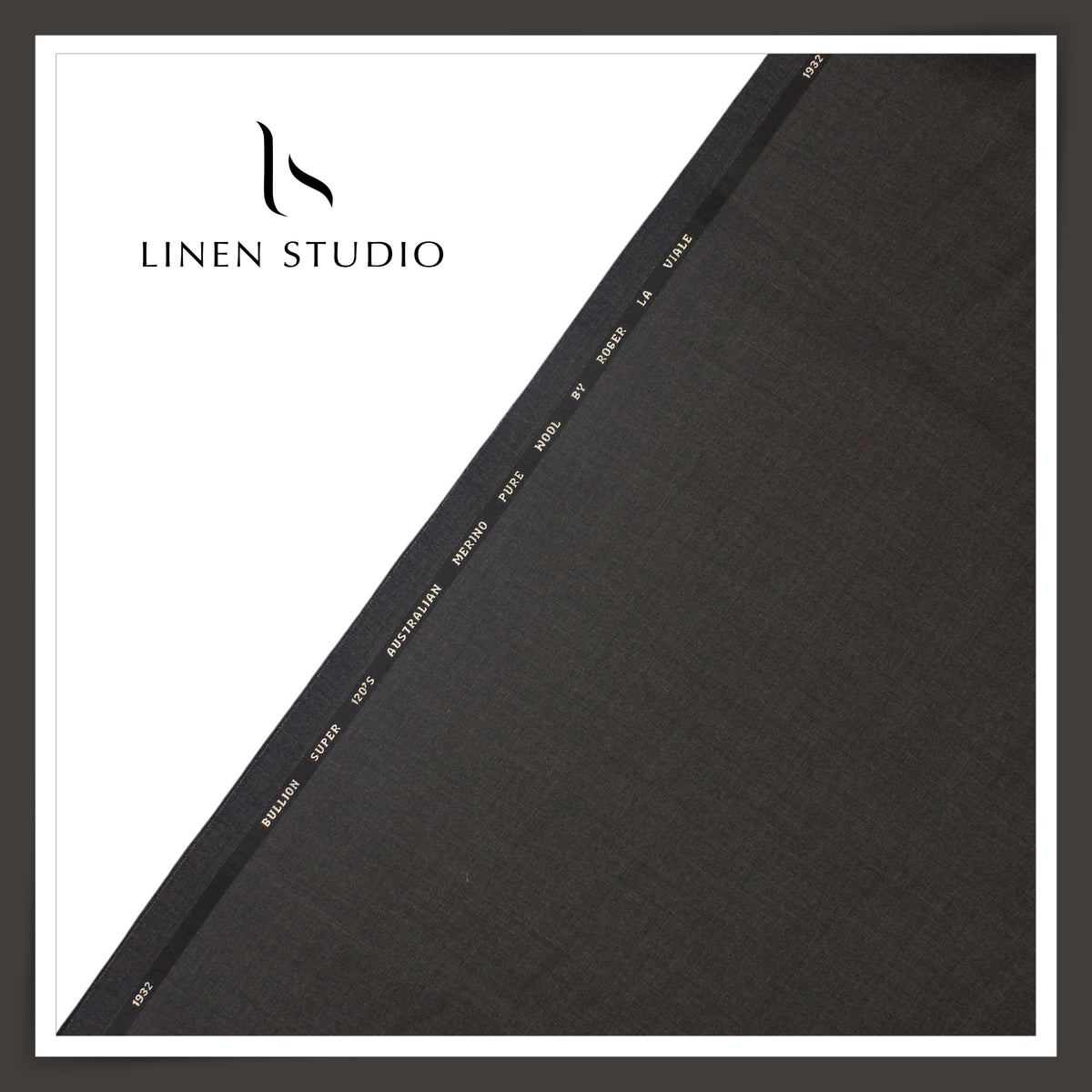 Roger La Viale 100% Pure 120's Australian Merino Wool Suiting - Elephant Grey Crosshatch Texture (NEW)
