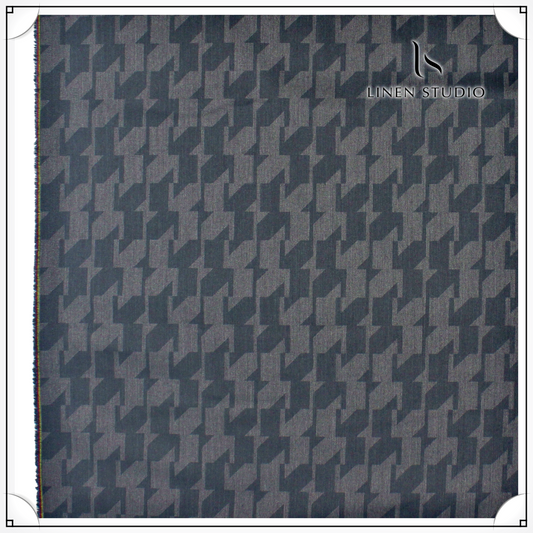 Houndstooth Check Imported Fabric - Grey - Linen Studio