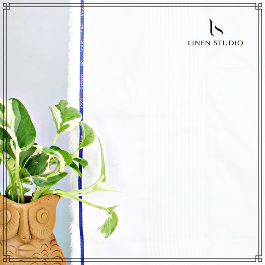 Pleated Shirt Fabric for Suits - White - Linen Studio