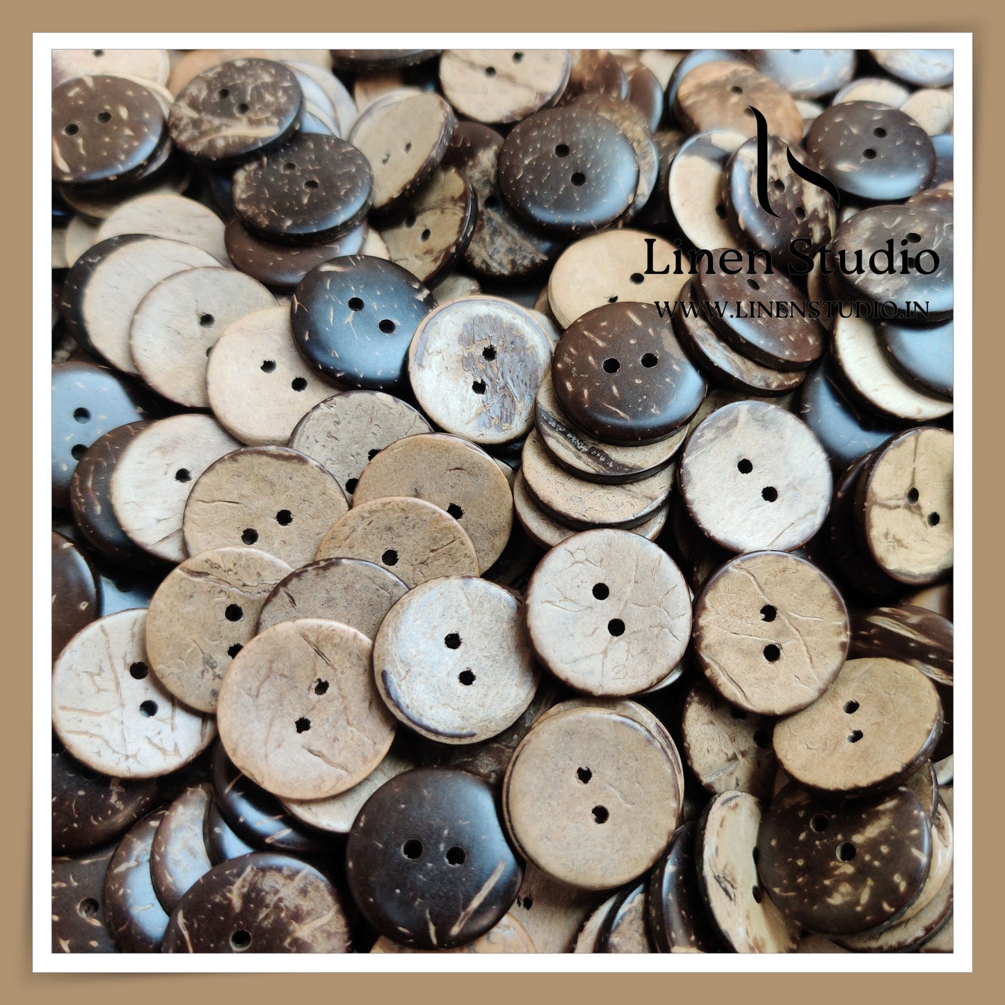 Round Rim 2 Hole Wood And Coconut Shirt Buttons - Coconut Buttons 32L
