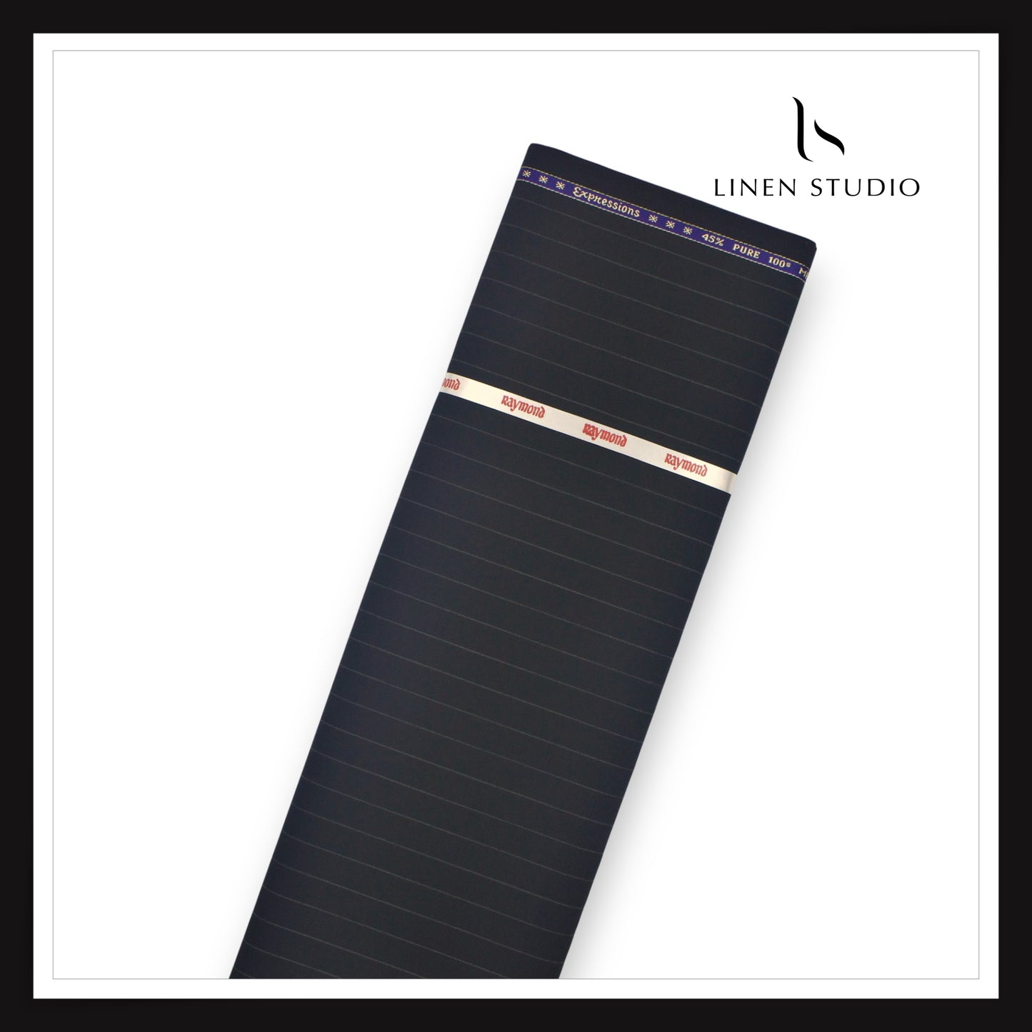 Raymond Expressions 100's Merino Wool Suiting - Black Classic Stripes (NEW) (Last Few Mtrs)