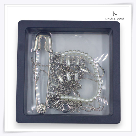 Brooch - Silver Safety Pin with Multiple Hangings (NEW)