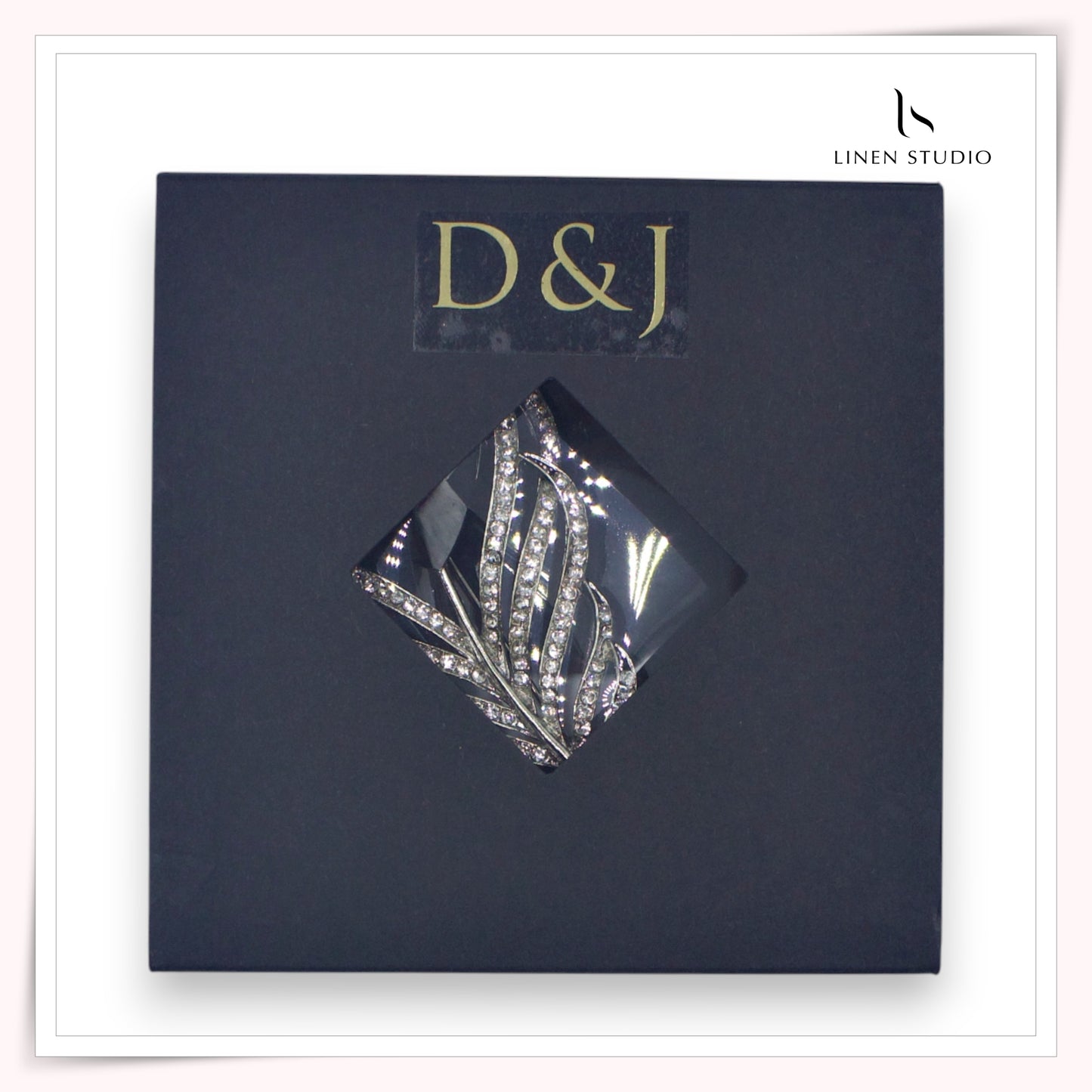 Brooch - Silver Toned Feather with Blue Teardrop Stone (NEW)