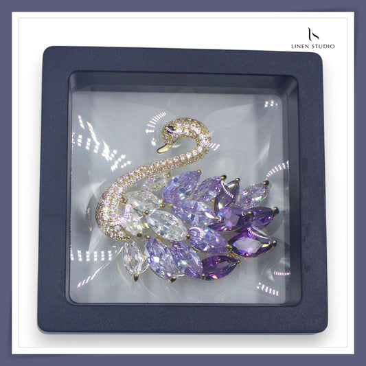 Premium Brooch - Bling Purple Swan (NEW)